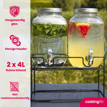 Dispensador doble de bebidas Cookinglife - con soporte - 2 x 4 litros