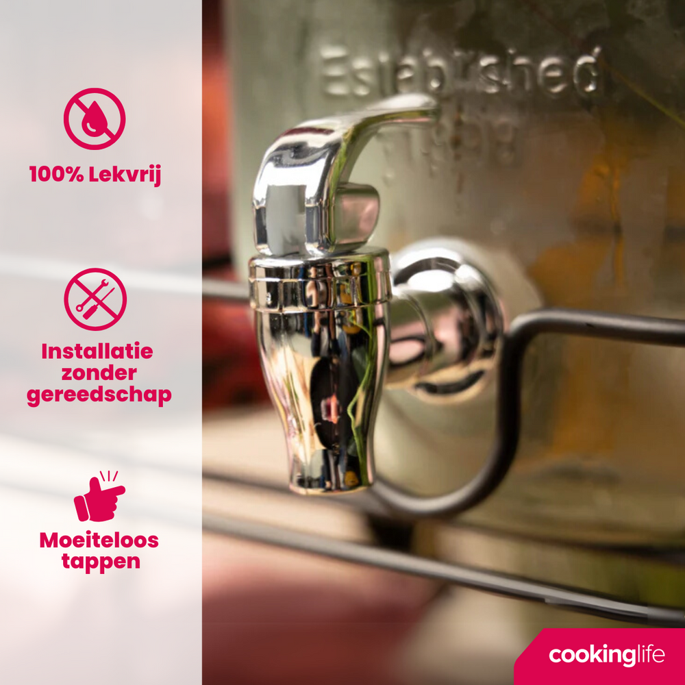 Dispensador doble de bebidas Cookinglife - con soporte - 2 x 4 litros