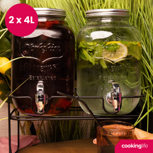 Dispensador doble de bebidas Cookinglife - con soporte - 2 x 4 litros