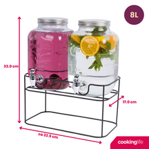 Dispensador doble de bebidas Cookinglife - con soporte - 2 x 4 litros
