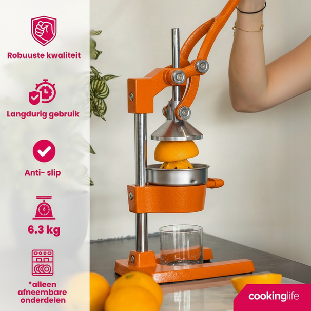 Exprimidor de cítricos Cookinglife - Hierro fundido - Modelo palanca - Naranja