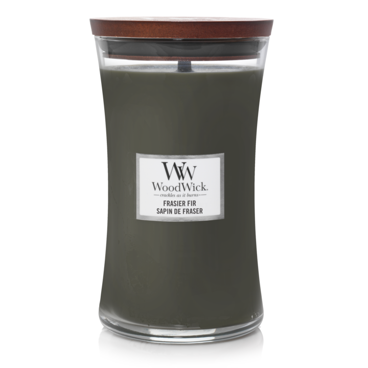 WoodWick Vela aromática Grande Frasier Fir - 18 cm / ø 10 cm - Vela en vaso - Mecha de madera