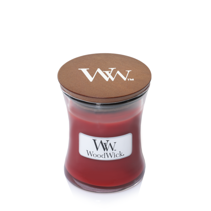 WoodWick Vela aromática Mini Cinnamon Chai - 8 cm / ø 7 cm - Vela en vaso - Mecha de madera