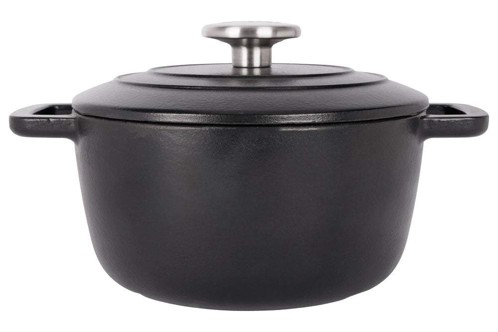 Olla para asar con tapa Fontestic de hierro fundido negro Ø 20 cm / 2.7 litros - capa antiadherente esmaltada