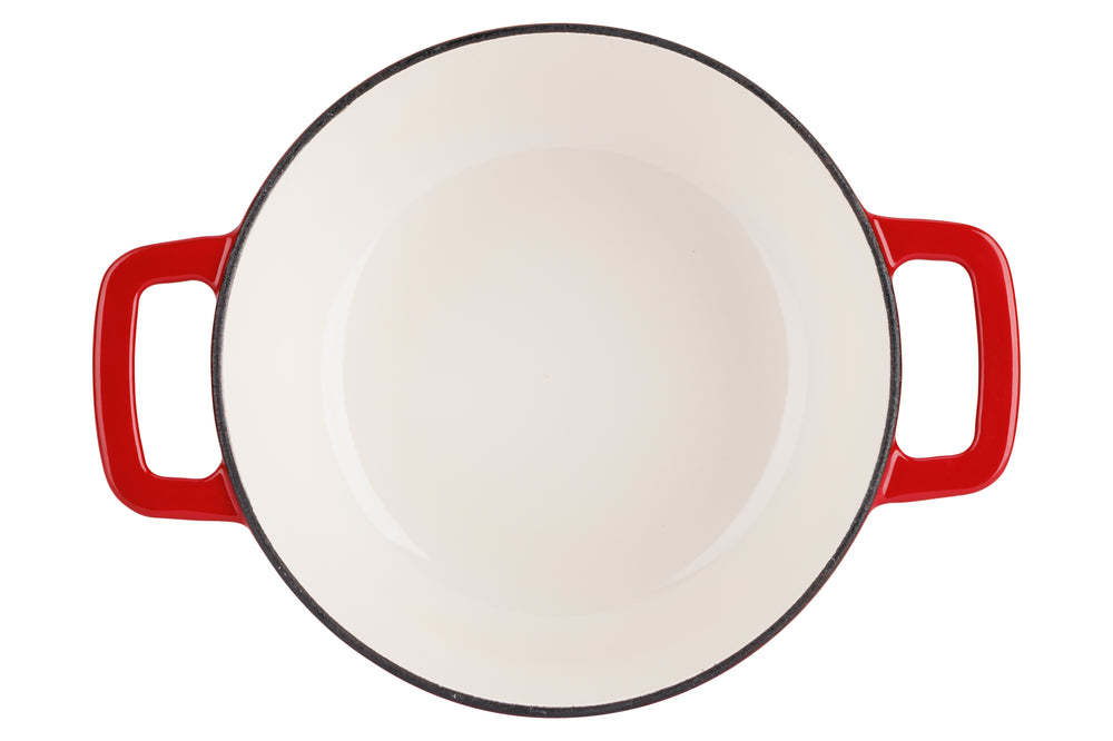 Olla para asar con tapa Fontestic de hierro fundido rojo tradicional Ø 20 cm / 2.7 litros - capa antiadherente esmaltada