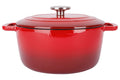 Olla para asar con tapa Fontestic de hierro fundido rojo tradicional Ø 24 cm / 4.6 litros - capa antiadherente esmaltada