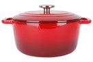 Olla para asar con tapa Fontestic de hierro fundido rojo tradicional Ø 24 cm / 4.6 litros - capa antiadherente esmaltada