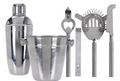 Set de bar Cookinglife de acero inoxidable 6 piezas - Coctelera, cubo de hielo, colador, abridor de botellas, pinzas y cuchillo