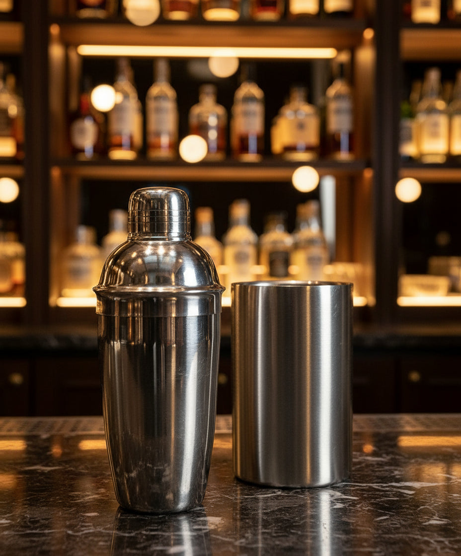 Set de bar Cookinglife de acero inoxidable 2 piezas - Coctelera y enfriador de vino