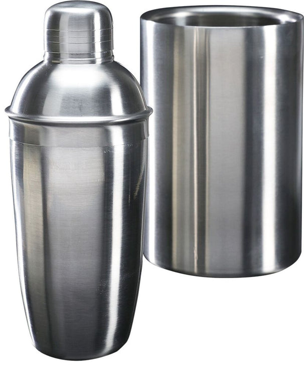 Set de bar Cookinglife de acero inoxidable 2 piezas - Coctelera y enfriador de vino