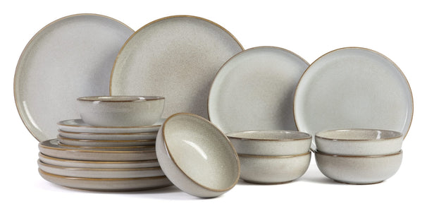 Set de vajilla ASA Selection Saisons - Arena 18 piezas / 6 personas - 6 platos de cena, 6 platos de desayuno y 6 cuencos
