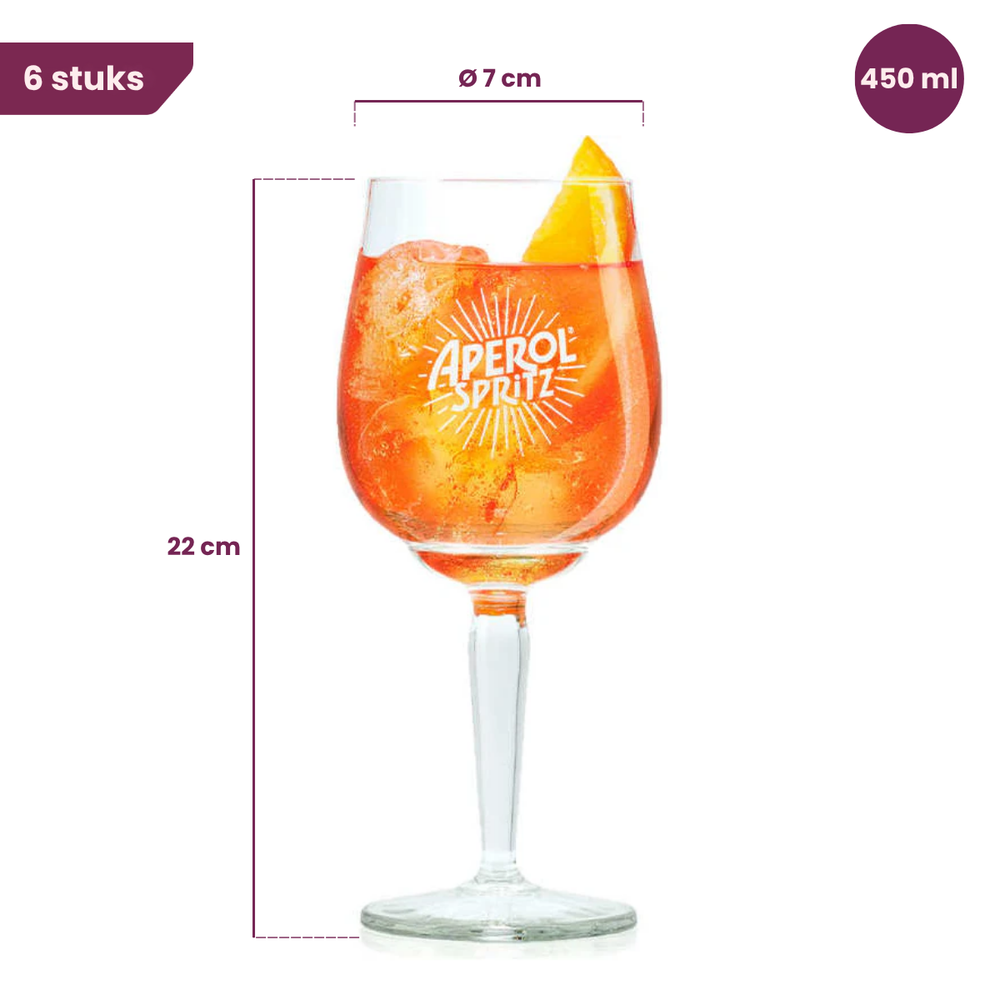 Vasos Aperol Spritz - 450 ml - Vaso oficial - 6 unidades