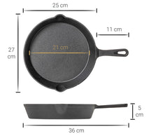 Blackwell Set de sartenes de hierro fundido 2 piezas Sartén ø 25 cm & Sartén parrilla 23 x 23 cm - apto para todas las fuentes de calor - sin recubrimiento antiadherente