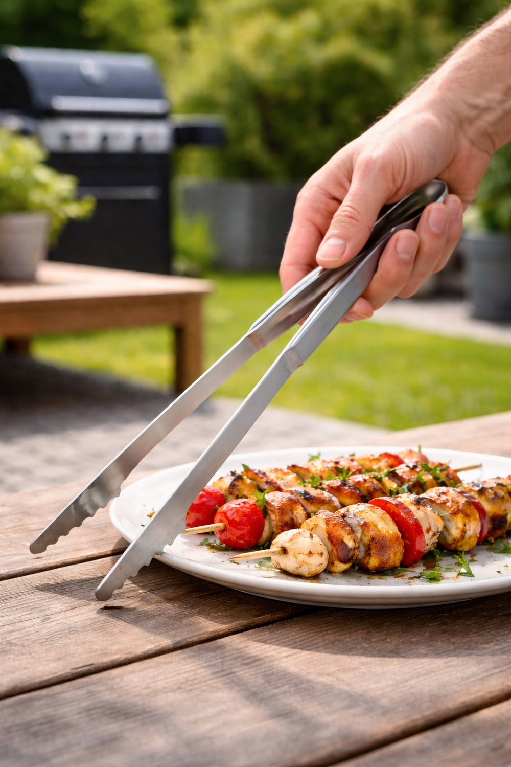 Cookinglife Pinza para BBQ Fire & Flavour Acero Inoxidable 43 cm - Pinza para Parrilla para Carne y Verduras