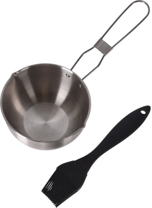 Cookinglife Cazo para Salsa BBQ Fire & Flavour Acero Inoxidable ø 11.5 cm - Incluye Pincel de Silicona Negro