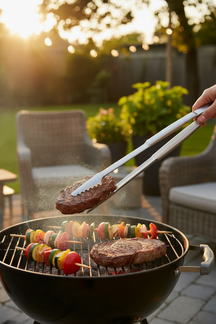Cookinglife Pinza para BBQ Fire & Flavour Acero Inoxidable 43 cm - Pinza para Parrilla para Carne y Verduras