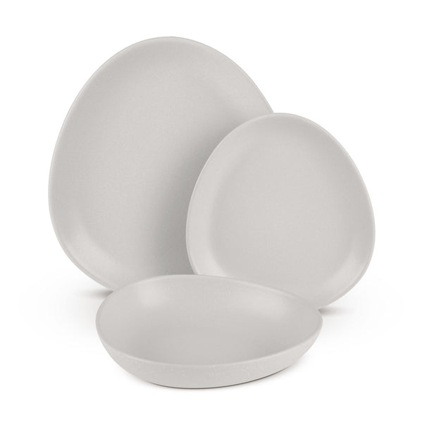 BerlingerHaus Juego de Vajilla Mate Crema Ovalado - 18 Piezas / 6 Personas - 6 platos de cena, 6 platos de desayuno y 6 platos hondos
