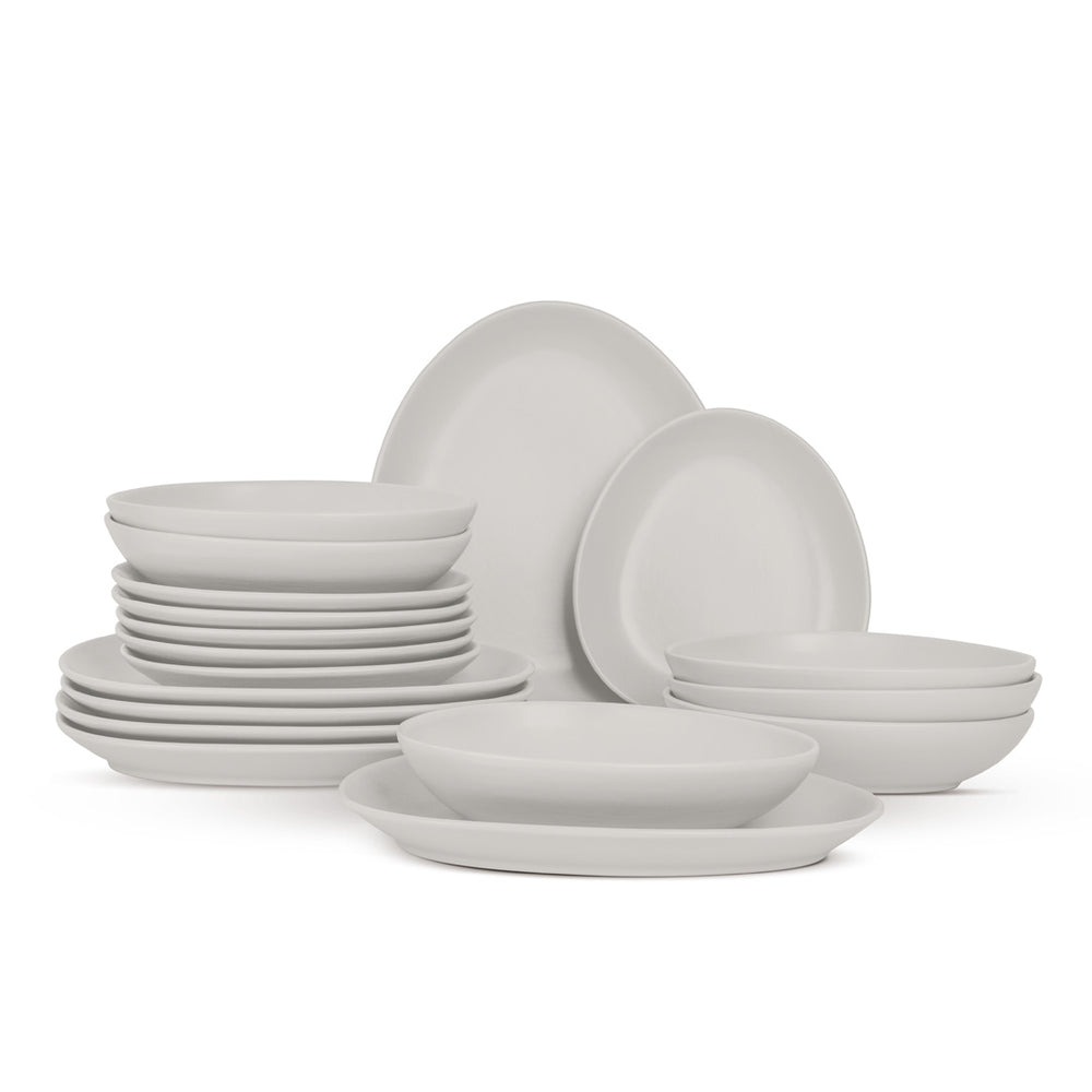 BerlingerHaus Juego de Vajilla Mate Crema Ovalado - 18 Piezas / 6 Personas - 6 platos de cena, 6 platos de desayuno y 6 platos hondos