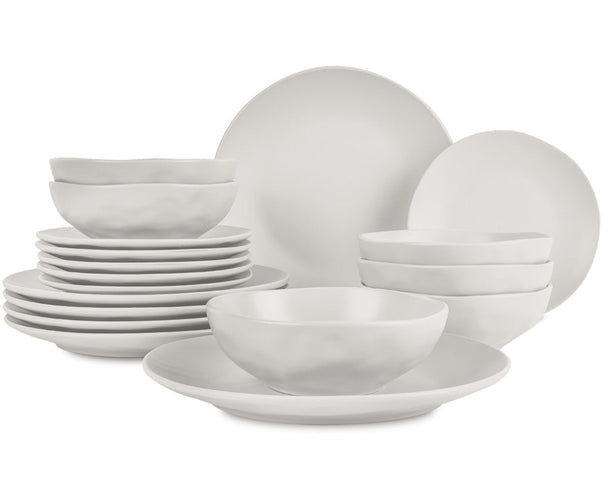 BerlingerHaus Set de Mesa Mate Crema Redonda - 18 Piezas / 6 Personas - 6 platos de cena, 6 platos de desayuno y 6 platos hondos