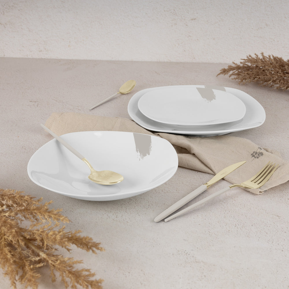 BerlingerHaus Juego de Vajilla Crema - 18 Piezas / 6 Personas - 6 platos de cena, 6 platos de desayuno y 6 platos hondos
