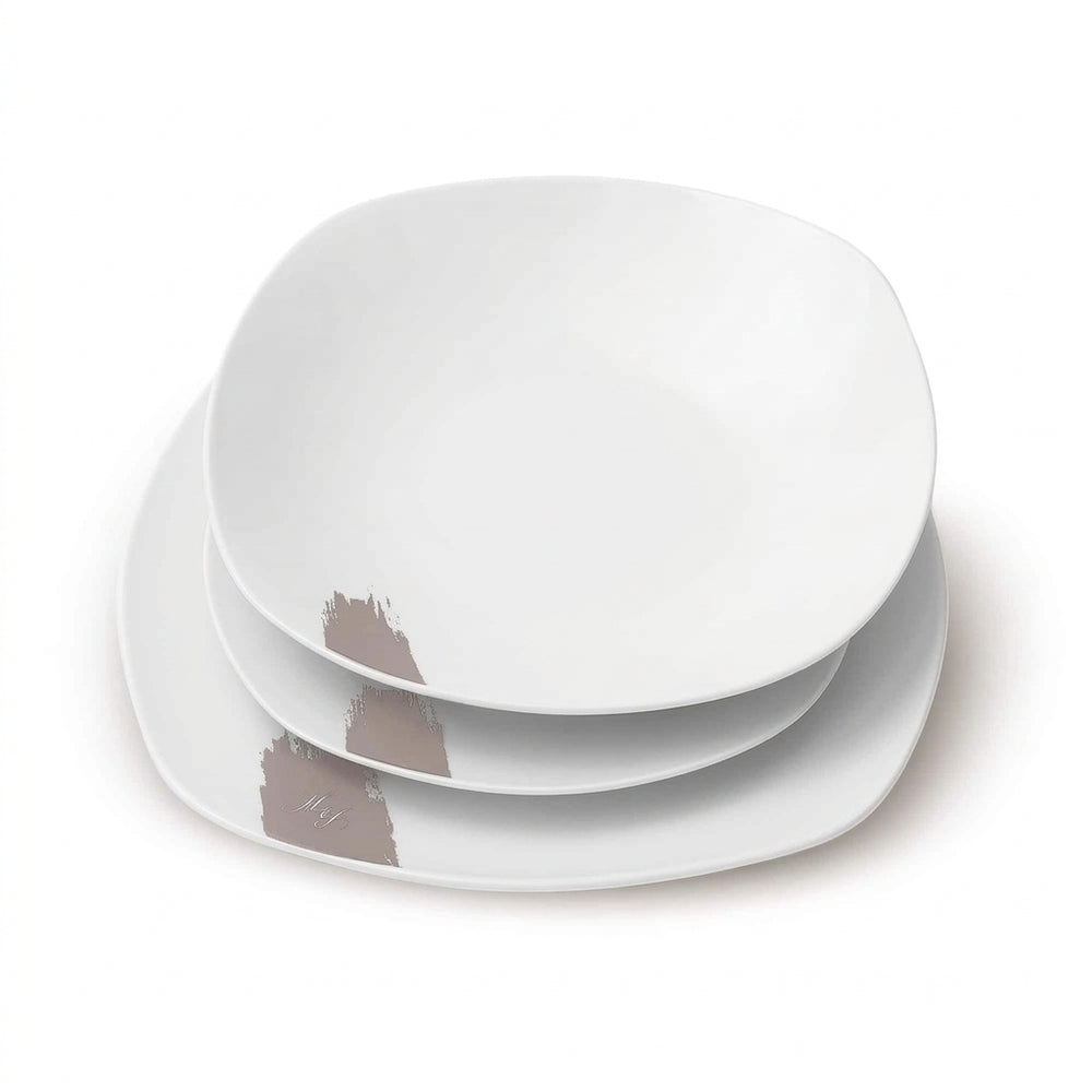 BerlingerHaus Juego de Vajilla Taupe - 18 Piezas / 6 Personas - 6 platos de cena, 6 platos de desayuno y 6 platos hondos
