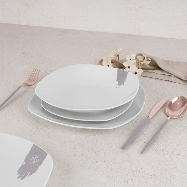 BerlingerHaus Juego de Vajilla Taupe - 18 Piezas / 6 Personas - 6 platos de cena, 6 platos de desayuno y 6 platos hondos