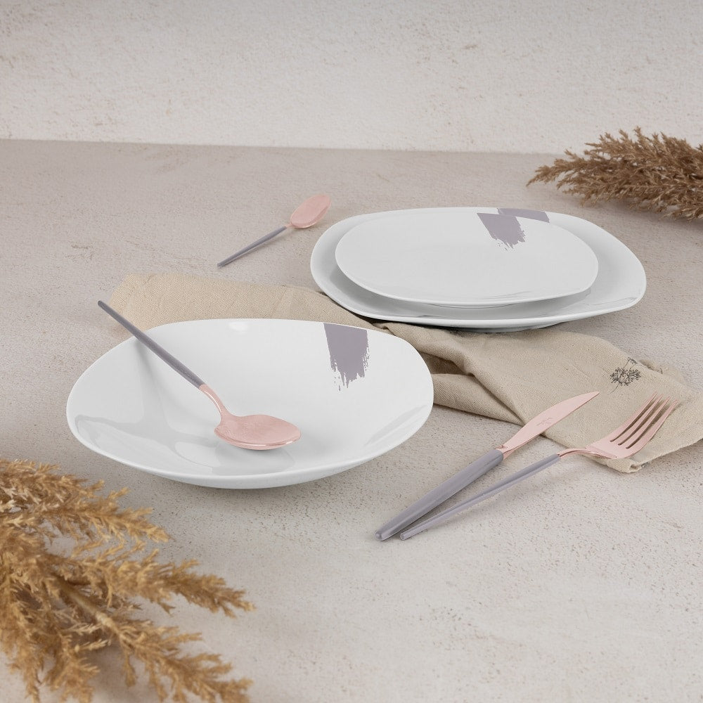 BerlingerHaus Juego de Vajilla Taupe - 18 Piezas / 6 Personas - 6 platos de cena, 6 platos de desayuno y 6 platos hondos