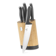 BerlingerHaus Bloque de cuchillos Mate Antracita Redondo 6 piezas - Cuchillo de chef, Cuchillo de pan, Santoku, Cuchillo de oficina & Cuchillo pelador