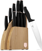 BerlingerHaus Bloque de Cuchillos Negro Rosado 10 Piezas - Cuchillo de Chef, Cuchillo de Pan, Cuchillo Santoku, Cuchillo de Oficina, Cuchillo Pelador & 4 Cuchillos de Carne