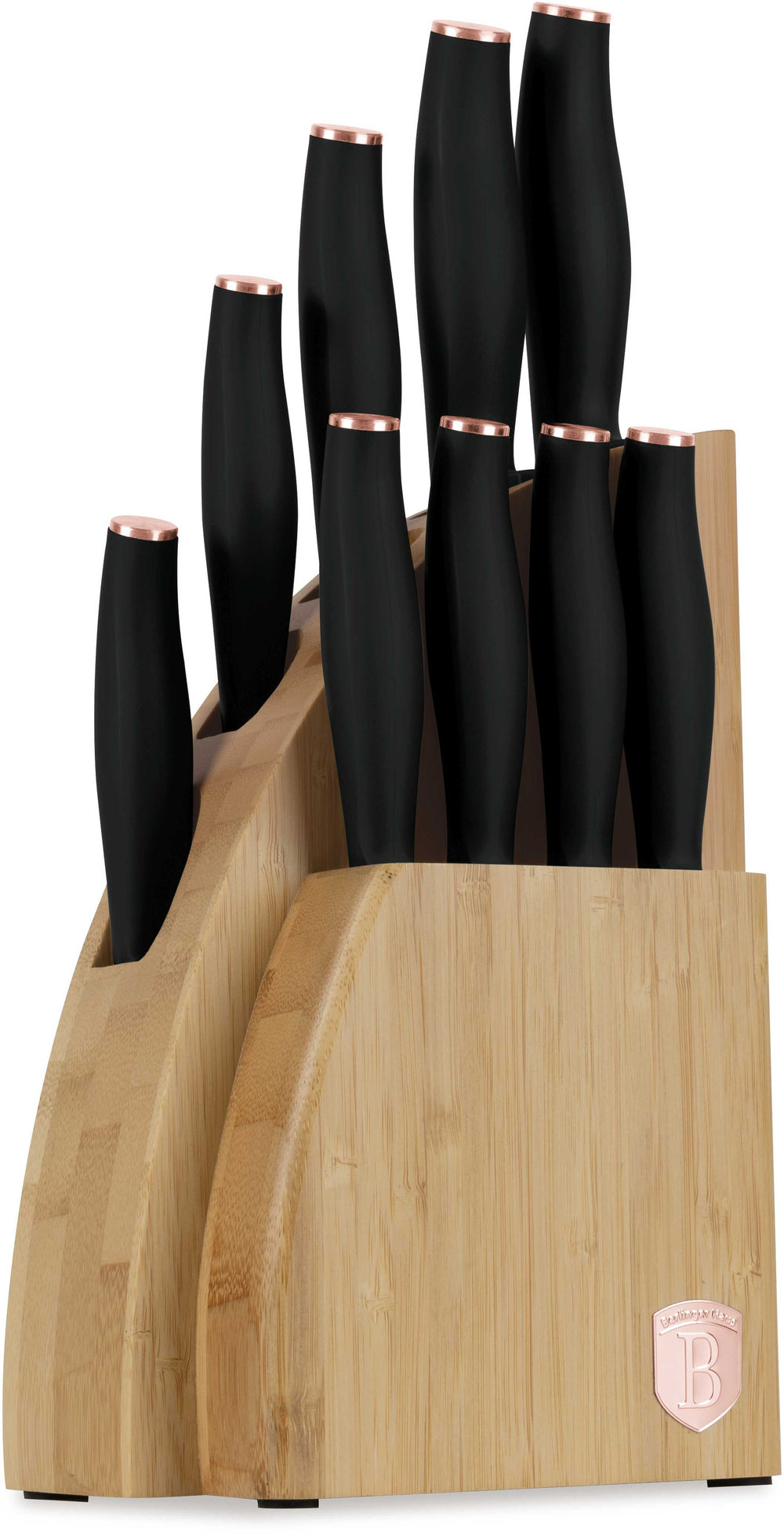 BerlingerHaus Bloque de Cuchillos Negro Rosado 10 Piezas - Cuchillo de Chef, Cuchillo de Pan, Cuchillo Santoku, Cuchillo de Oficina, Cuchillo Pelador & 4 Cuchillos de Carne