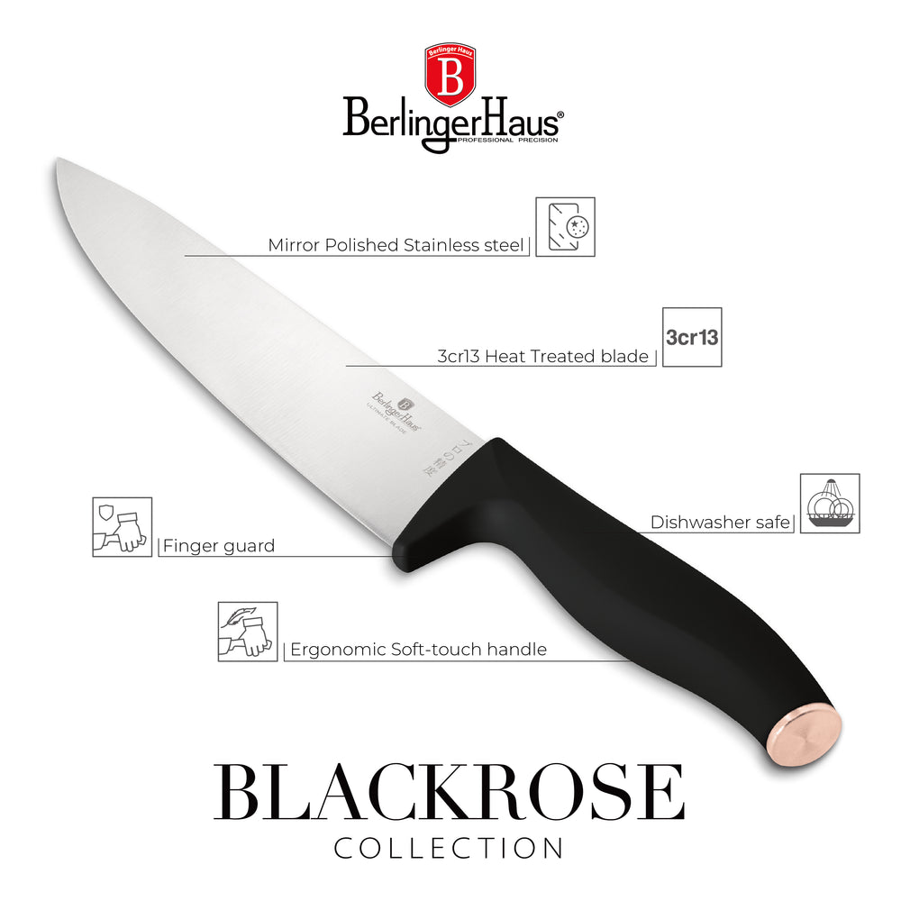 BerlingerHaus Bloque de Cuchillos Negro Rosado 10 Piezas - Cuchillo de Chef, Cuchillo de Pan, Cuchillo Santoku, Cuchillo de Oficina, Cuchillo Pelador & 4 Cuchillos de Carne