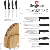 BerlingerHaus Bloque de Cuchillos Negro Rosado 10 Piezas - Cuchillo de Chef, Cuchillo de Pan, Cuchillo Santoku, Cuchillo de Oficina, Cuchillo Pelador & 4 Cuchillos de Carne
