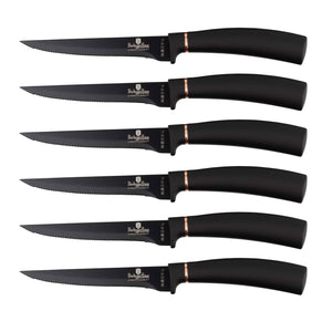BerlingerHaus Cuchillos de Carne Negro Rosado - 6 Piezas
