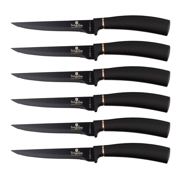 BerlingerHaus Cuchillos de Carne Negro Rosado - 6 Piezas