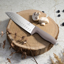 BerlingerHaus Set de cuchillos con tira magnética de madera de acacia taupe - 6 piezas - Cuchillo de chef, cuchillo de pan, cuchillo santoku, cuchillo de oficina y cuchillo pelador