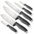 BerlingerHaus Set de Cuchillos Matte Antracita 6 Piezas - Cuchillo de Chef, Cuchillo de Pan, Santoku, Cuchillo de Oficina, Cuchillo de Pelar & Mini Santoku