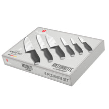BerlingerHaus Set de Cuchillos Matte Antracita 6 Piezas - Cuchillo de Chef, Cuchillo de Pan, Santoku, Cuchillo de Oficina, Cuchillo de Pelar & Mini Santoku