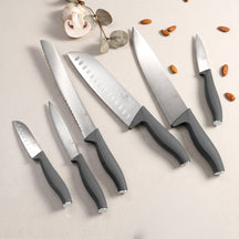 BerlingerHaus Set de Cuchillos Matte Antracita 6 Piezas - Cuchillo de Chef, Cuchillo de Pan, Santoku, Cuchillo de Oficina, Cuchillo de Pelar & Mini Santoku
