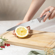 BerlingerHaus Juego de Cuchillos con Tabla de Cortar Taupe 6 piezas - Cuchillo de Chef, Cuchillo de Pan, Cuchillo de Carne, Cuchillo de Oficina & Cuchillo Pelador
