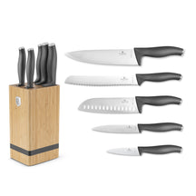 BerlingerHaus Bloque de Cuchillos Mate Antracita 6 Piezas - Cuchillo de Chef, Cuchillo de Pan, Santoku, Cuchillo de Oficina y Cuchillo Pelador