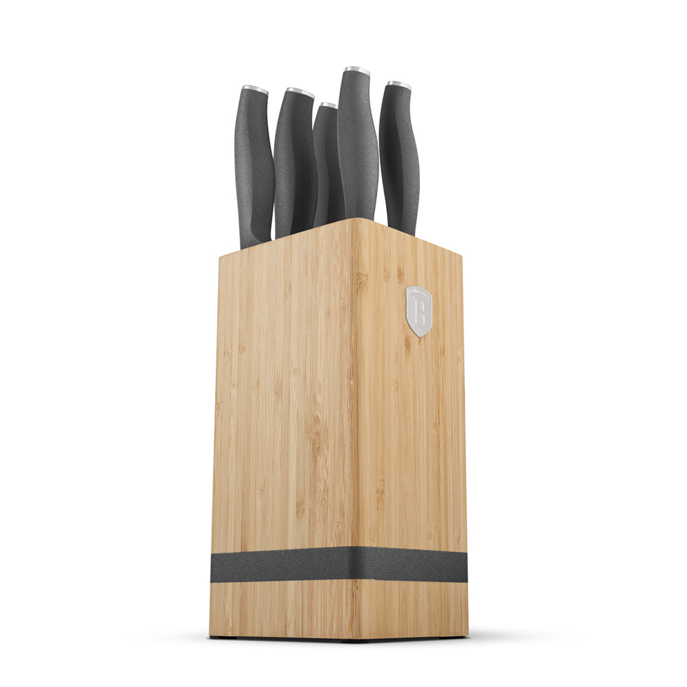 BerlingerHaus Bloque de Cuchillos Mate Antracita 6 Piezas - Cuchillo de Chef, Cuchillo de Pan, Santoku, Cuchillo de Oficina y Cuchillo Pelador