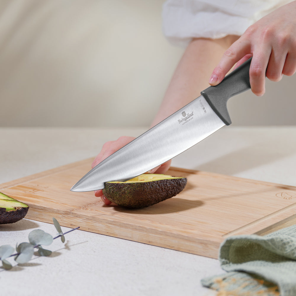 BerlingerHaus Bloque de Cuchillos Mate Antracita 6 Piezas - Cuchillo de Chef, Cuchillo de Pan, Santoku, Cuchillo de Oficina y Cuchillo Pelador