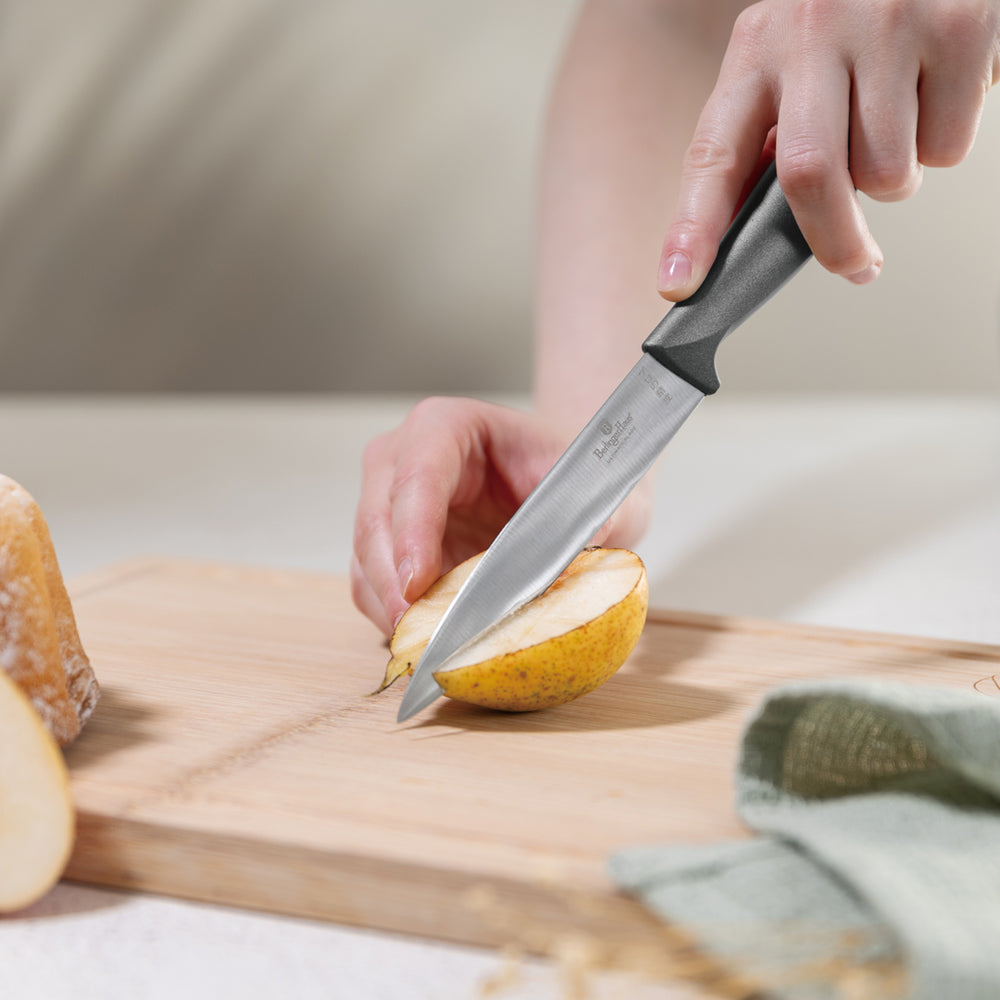 BerlingerHaus Bloque de Cuchillos Mate Antracita 6 Piezas - Cuchillo de Chef, Cuchillo de Pan, Santoku, Cuchillo de Oficina y Cuchillo Pelador