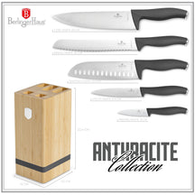 BerlingerHaus Bloque de Cuchillos Mate Antracita 6 Piezas - Cuchillo de Chef, Cuchillo de Pan, Santoku, Cuchillo de Oficina y Cuchillo Pelador