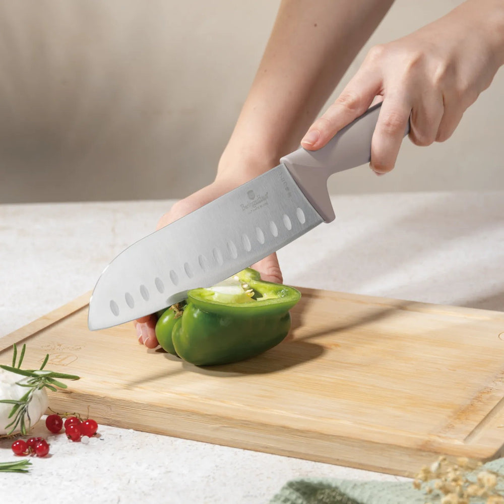 BerlingerHaus Bloque de cuchillos Taupe 6 piezas - Cuchillo de chef, Cuchillo de pan, Cuchillo Santoku, Cuchillo de oficina & Cuchillo pelador