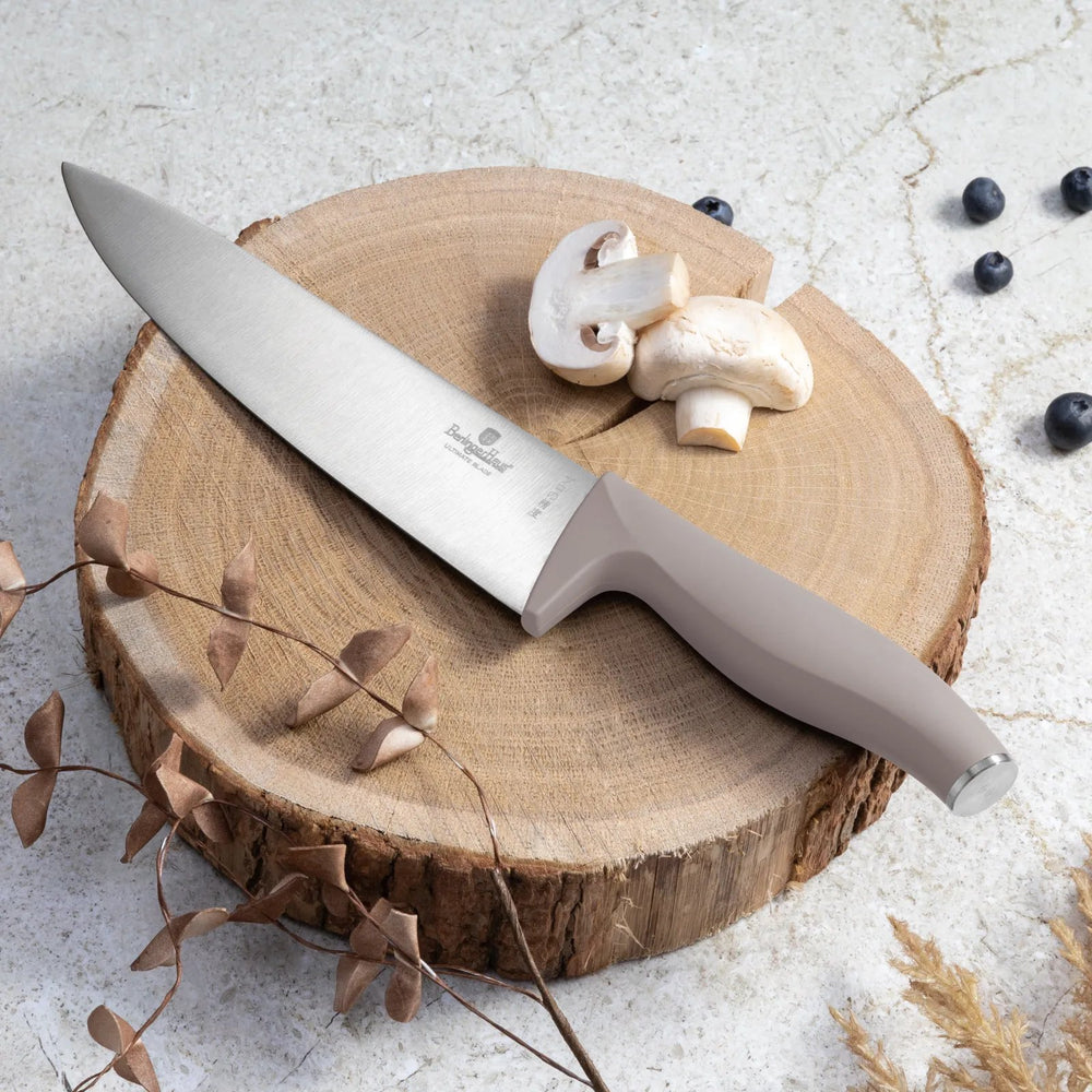 BerlingerHaus Bloque de cuchillos Taupe 6 piezas - Cuchillo de chef, Cuchillo de pan, Cuchillo Santoku, Cuchillo de oficina & Cuchillo pelador