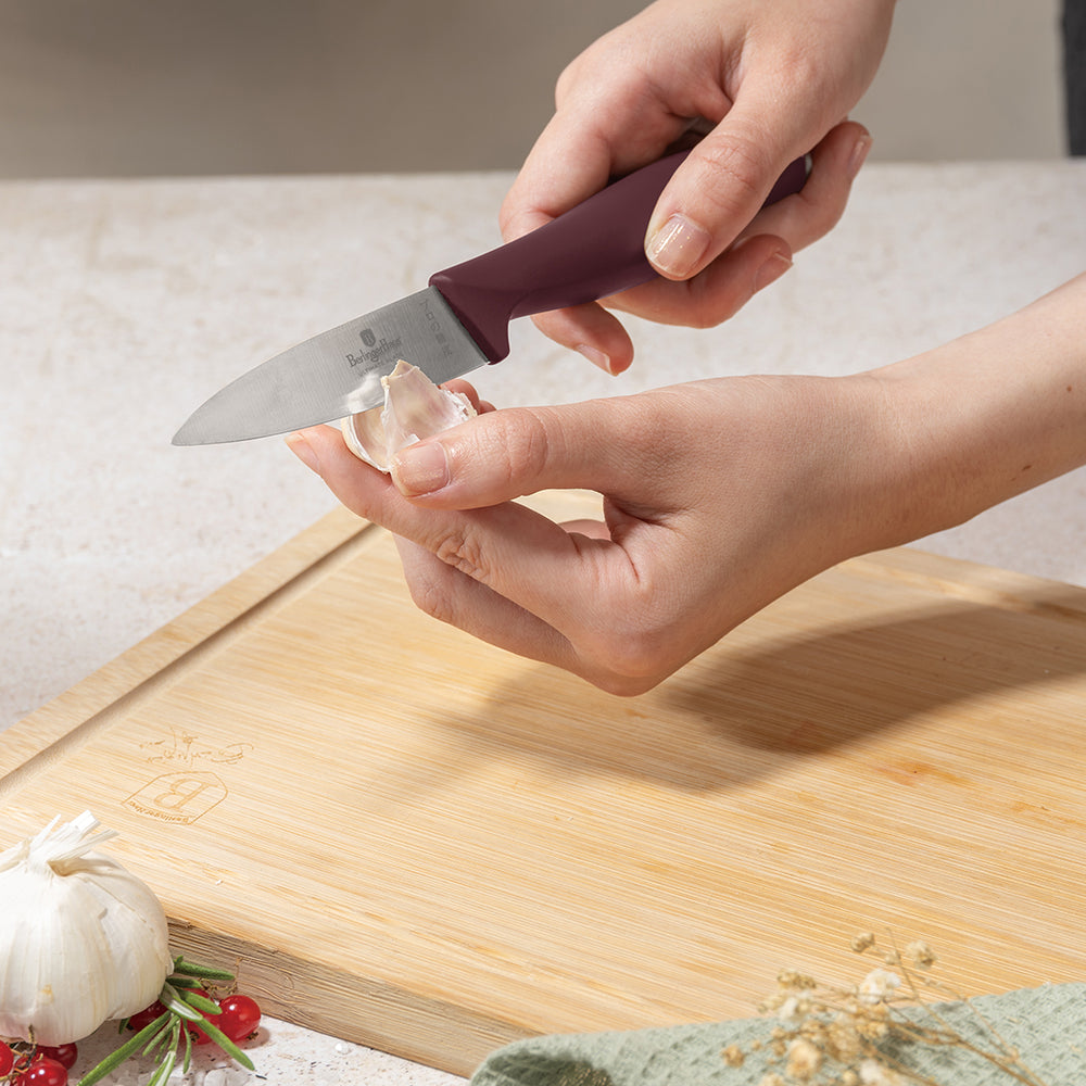 BerlingerHaus Bloque de cuchillos Mate Burdeos 10 piezas - Cuchillo de chef, Cuchillo de pan, Cuchillo Santoku, Cuchillo de oficina, Cuchillo pelador y 4 cuchillos de steak