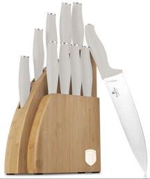 BerlingerHaus Bloque de Cuchillos Mate Crema 10 Piezas - Cuchillo de Chef, Cuchillo de Pan, Cuchillo Santoku, Cuchillo de Oficina, Cuchillo Pelador & 4 Cuchillos de Carne