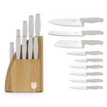 BerlingerHaus Bloque de Cuchillos Mate Crema 10 Piezas - Cuchillo de Chef, Cuchillo de Pan, Cuchillo Santoku, Cuchillo de Oficina, Cuchillo Pelador & 4 Cuchillos de Carne