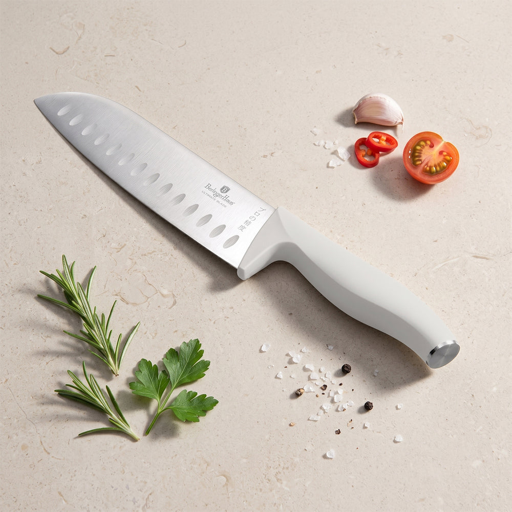 BerlingerHaus Bloque de Cuchillos Mate Crema 10 Piezas - Cuchillo de Chef, Cuchillo de Pan, Cuchillo Santoku, Cuchillo de Oficina, Cuchillo Pelador & 4 Cuchillos de Carne